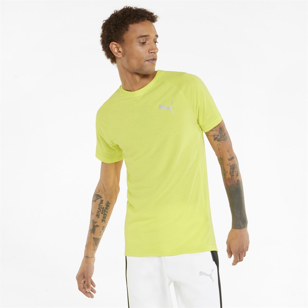 Puma Evostripe Tee Erkek Sarı Günlük T-shirt - 847394-29