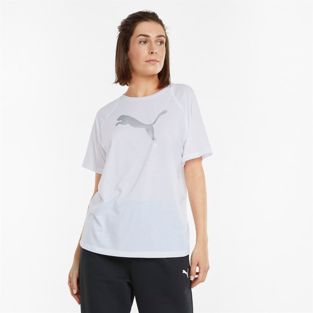 Puma Evostripe Tee Kadın Beyaz T-Shirt - 58914302