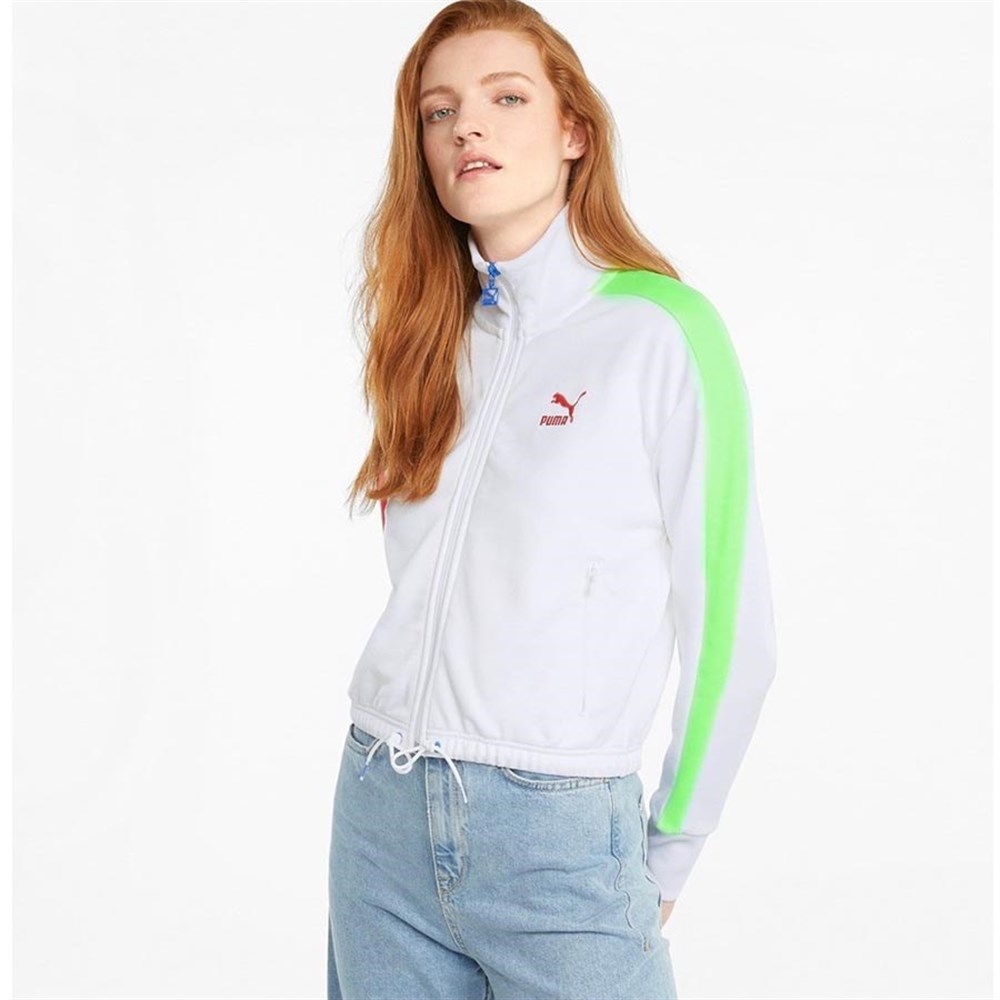 Puma Iconic T7 Crop Jacket PT Kadın Beyaz Sweatshirt - 53162302