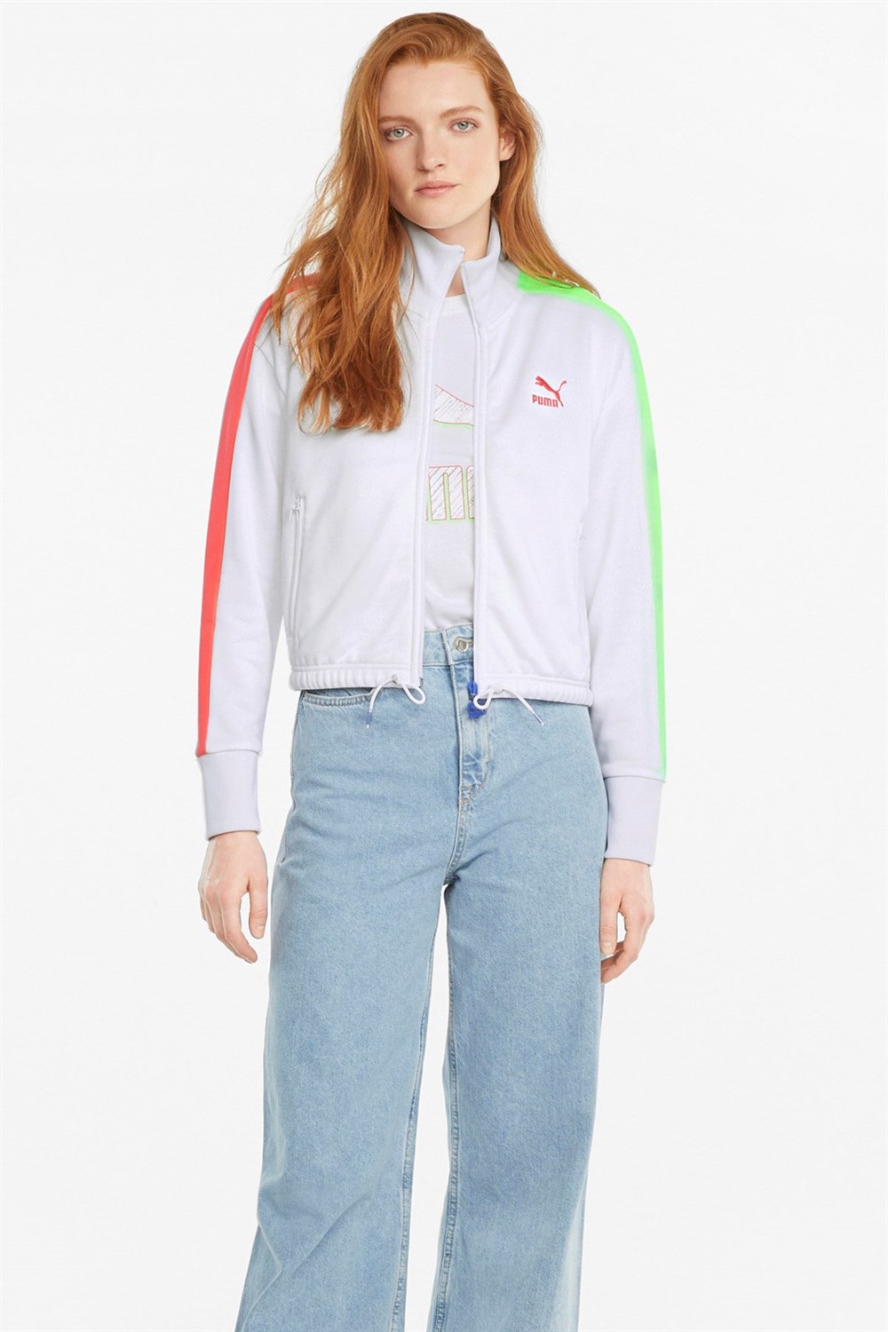 Puma Iconic T7 Crop Jacket PT Kadın Beyaz Sweatshirt - 53162302