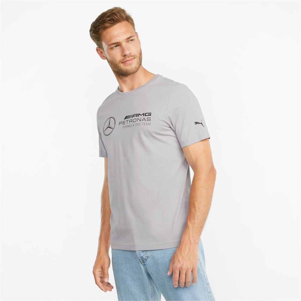 Puma MAPF1 Logo Tee Erkek Gri T-shirt - 53188502