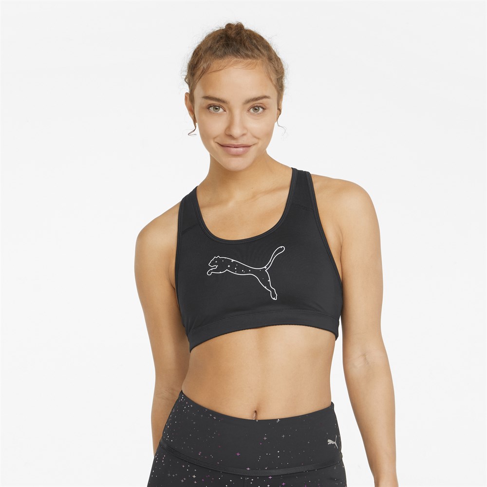 Puma Mid Impact 4Keeps Graphic Bra Pm Kadın Siyah Antrenman Büstiyer - 520306-04