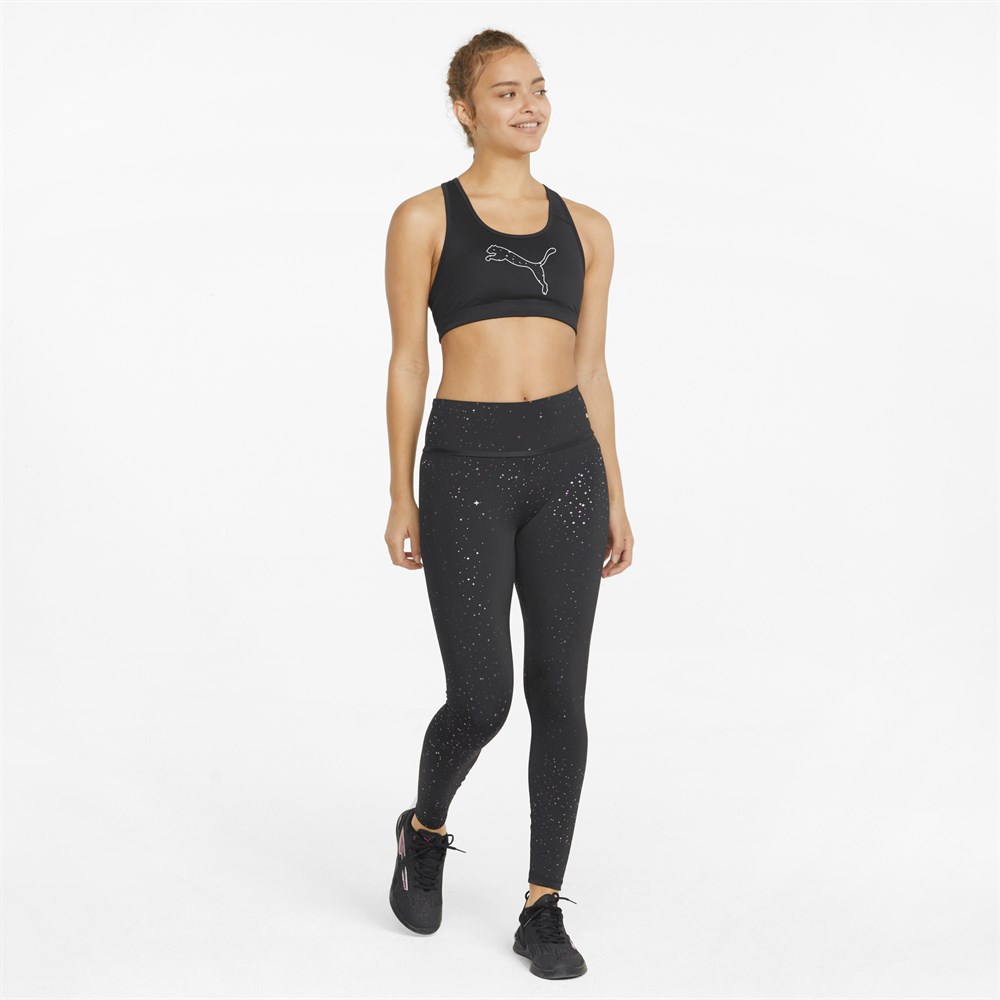 Puma Mid Impact 4Keeps Graphic Bra Pm Kadın Siyah Antrenman Büstiyer - 520306-04