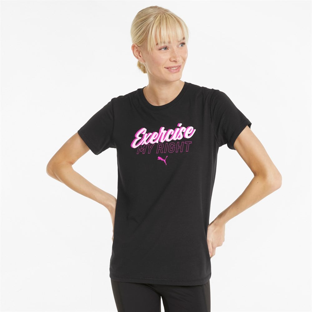 Puma Performance Empowerment Slogan (Eversculpt Connection) Kadın Siyah Antrenman T-shirt - 521630-01