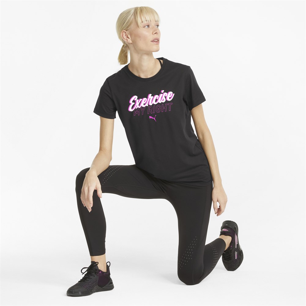 Puma Performance Empowerment Slogan (Eversculpt Connection) Kadın Siyah Antrenman T-shirt - 521630-01