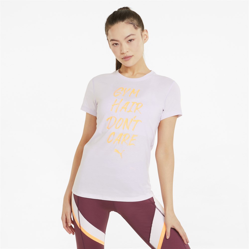 Puma Performance Empowerment Slogan (Eversculpt Connection) Kadın Lila Antrenman T-shirt - 521630-17