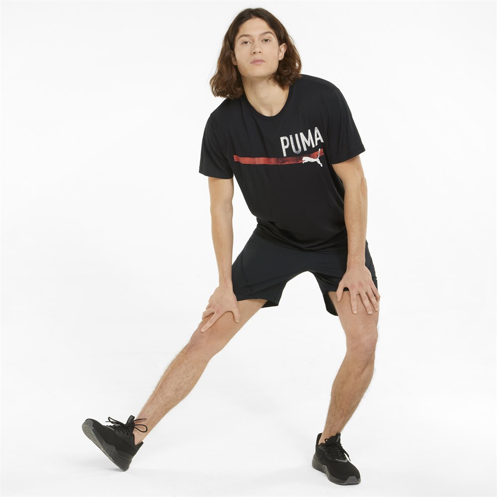 Puma Performance Unexpected Branded Ss Tee (Connection To T1) Erkek Siyah Antrenman T-shirt - 521641-01