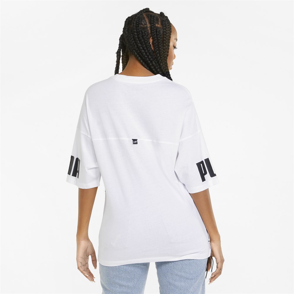 Puma Power Colorblock Tee Kadın Beyaz Günlük T-shirt - 847123-02