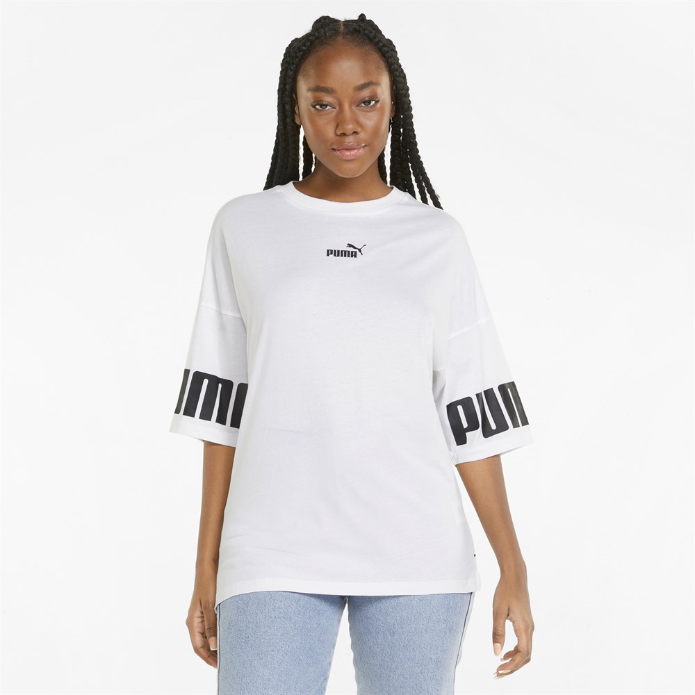 Puma Power Colorblock Tee Kadın Beyaz Günlük T-shirt - 847123-02