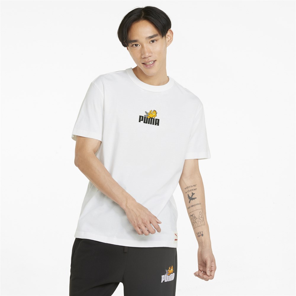 Puma Puma X Garfıeld Graphic Tee Erkek Beyaz Günlük T-shirt - 534433-02