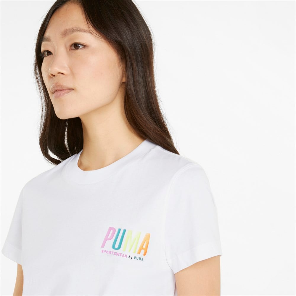 Puma Swxp Graphic Tee Kadın Beyaz Günlük T-shirt - 533559-02