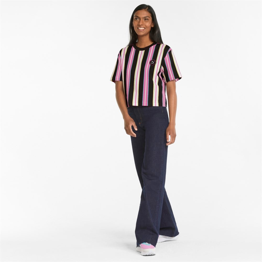 Puma Swxp Relaxed Aop Tee Kadın Pembe Günlük T-shirt - 533565-15