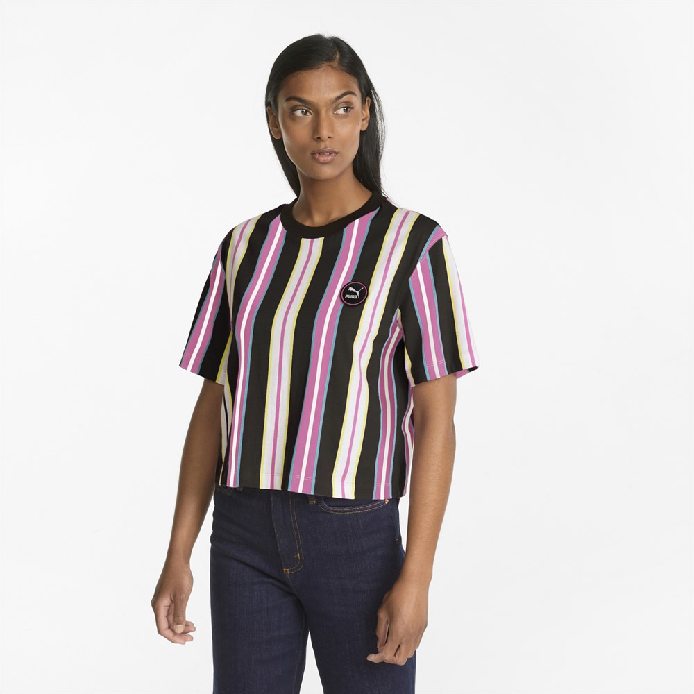 Puma Swxp Relaxed Aop Tee Kadın Pembe Günlük T-shirt - 533565-15