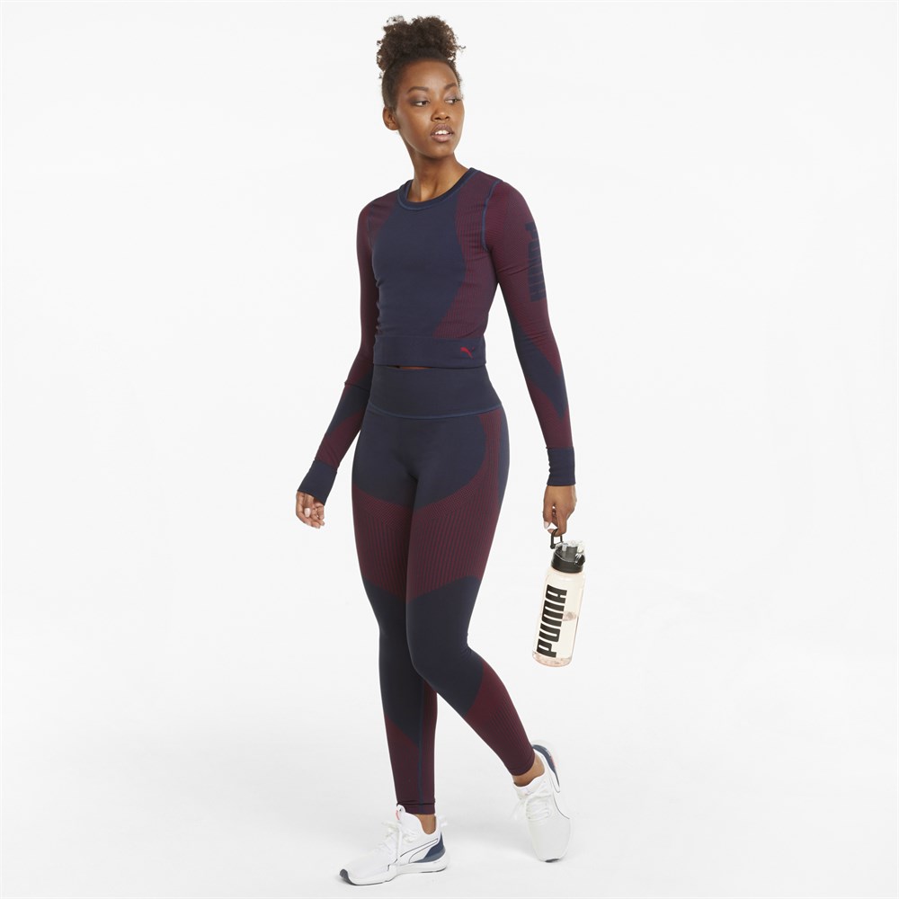 Puma Train Seamless Fitted Long Sleeve Kadın Lacivert T-Shirt - 52102966