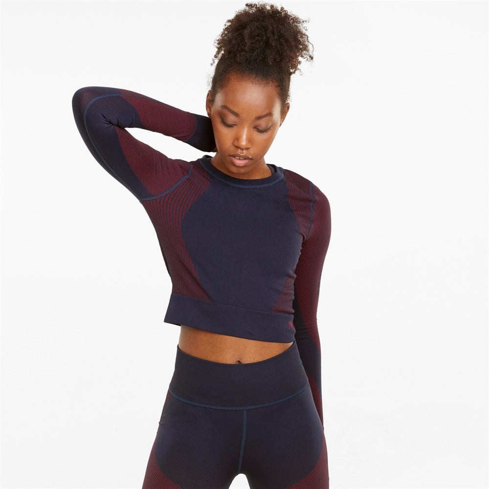Puma Train Seamless Fitted Long Sleeve Kadın Lacivert T-Shirt - 52102966