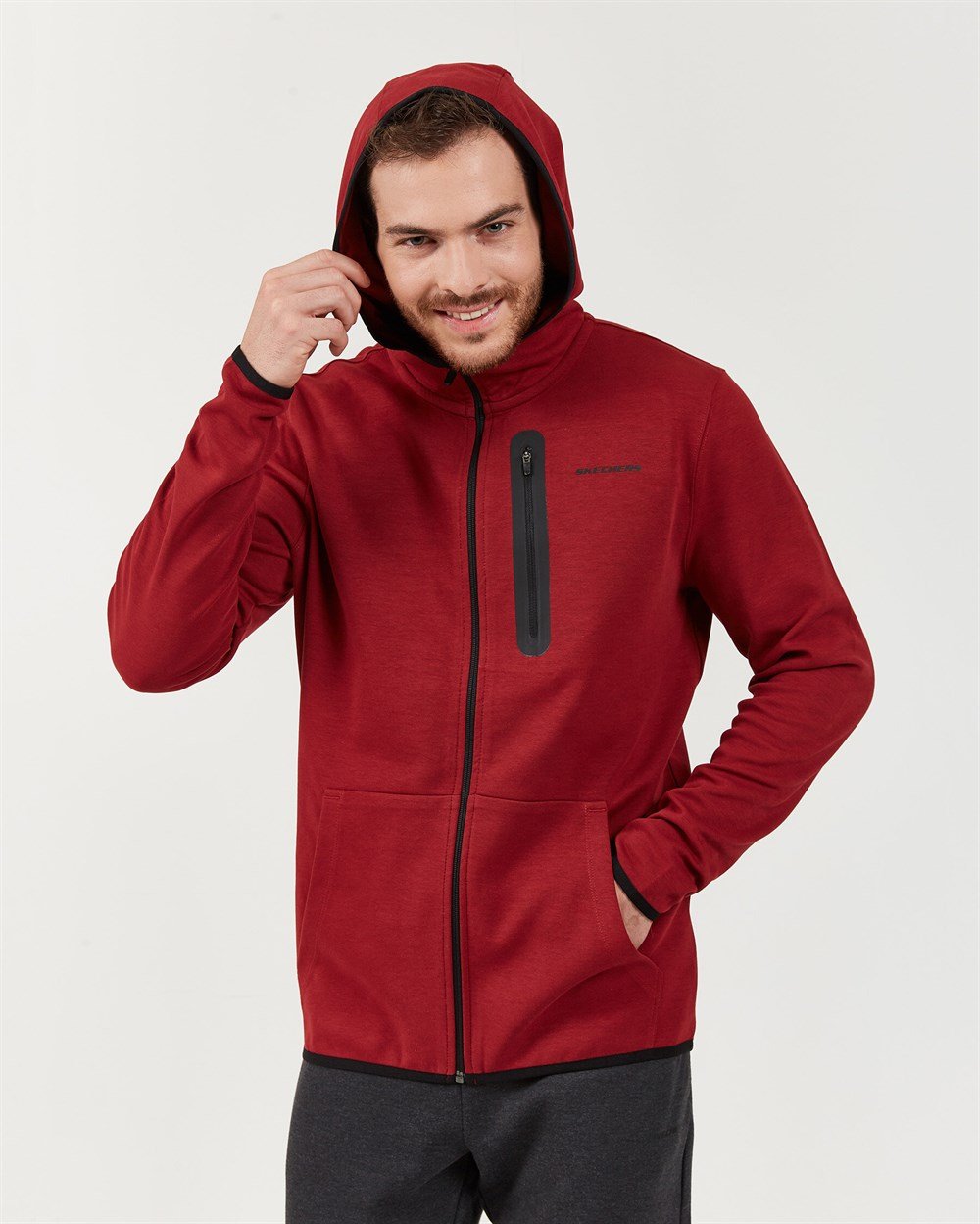Skechers 2X I-Lock M Printed Zip Detailed Fz  Hoodie Erkek Sweatshirts - S202095-800