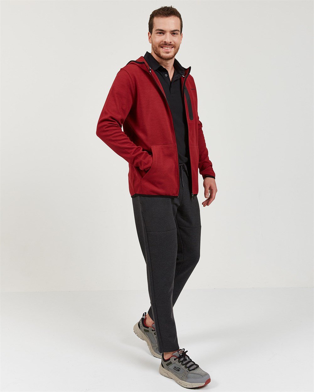 Skechers 2X I-Lock M Printed Zip Detailed Fz  Hoodie Erkek Sweatshirts - S202095-800