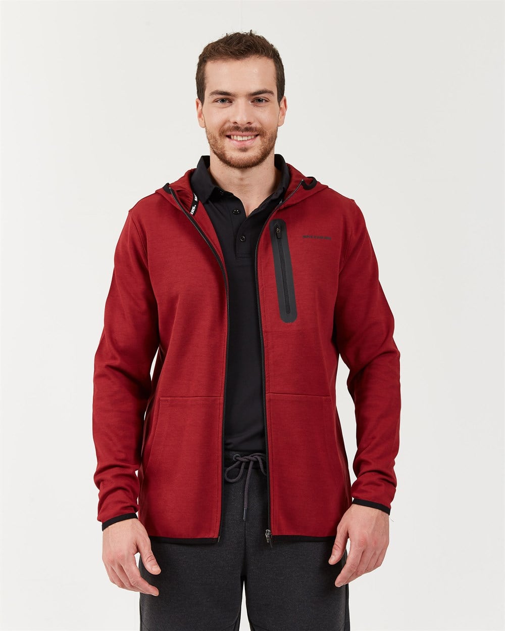 Skechers 2X I-Lock M Printed Zip Detailed Fz  Hoodie Erkek Sweatshirts - S202095-800