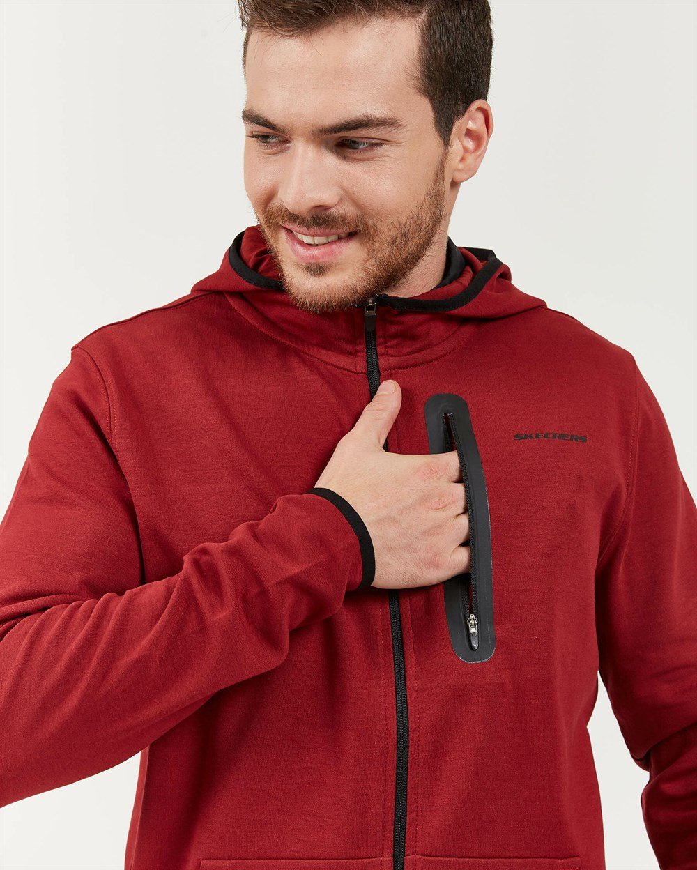 Skechers 2X I-Lock M Printed Zip Detailed Fz  Hoodie Erkek Sweatshirts - S202095-800