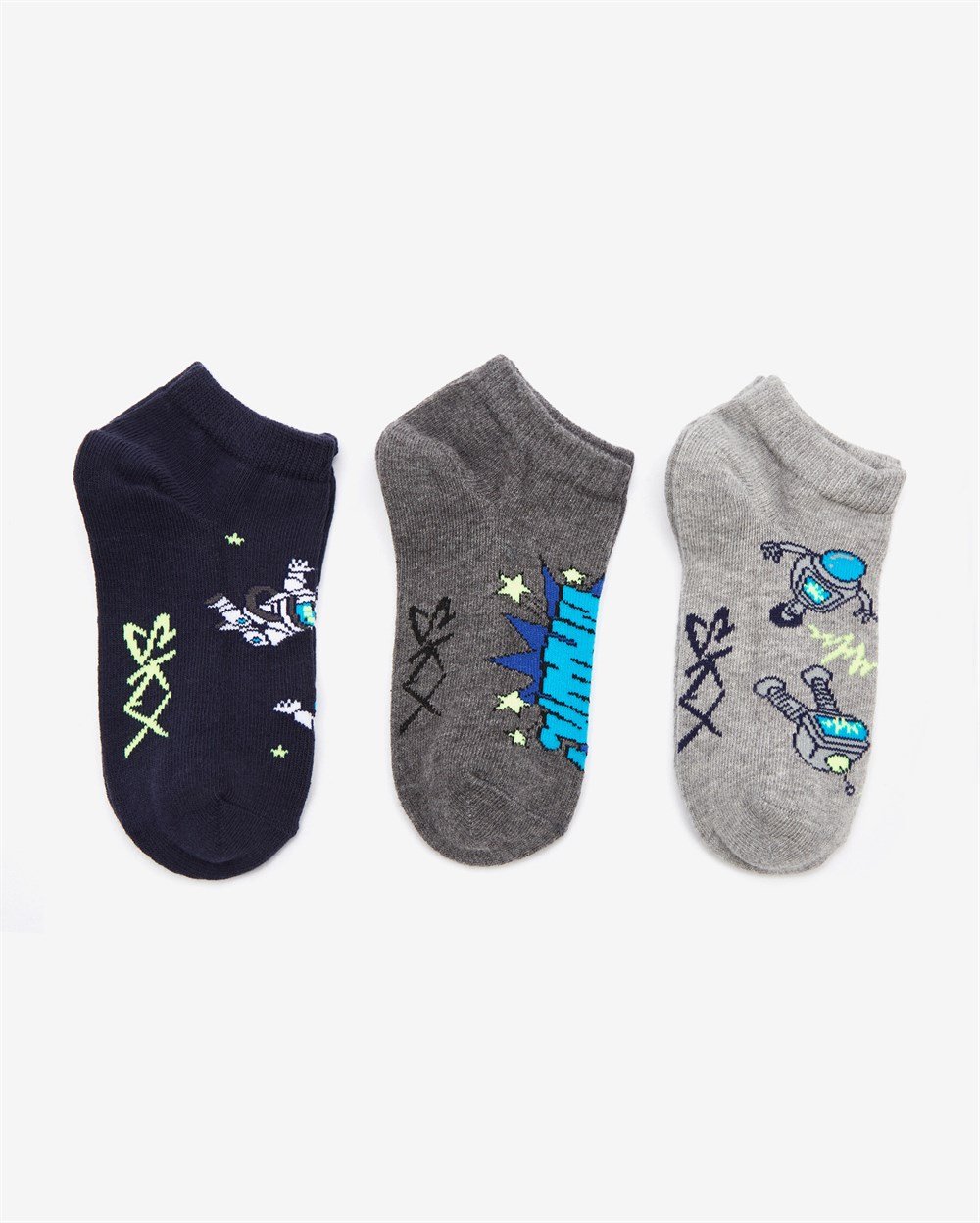 Skechers 3 Pack Low Cut Space Socks Erkek Çocuk Karışık Renkli Çorap - S212296-900