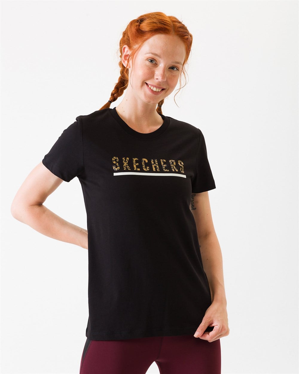 Skechers Graphic Tee S W Skx Leo Print Kadın Üst & T-shirt - S201087-001