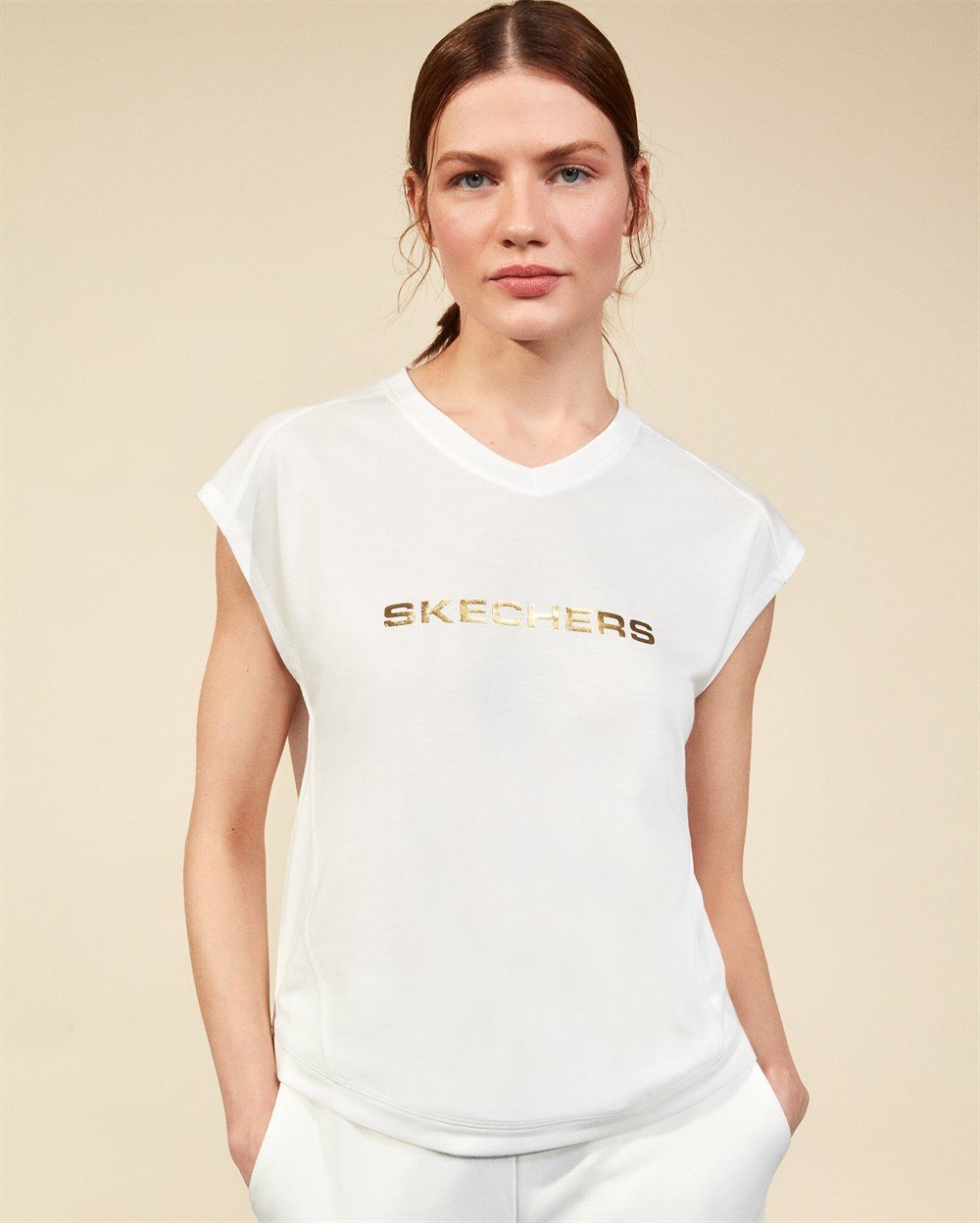 Skechers Graphic Tee W Crew Neck T-Shirt Kadın Beyaz Üst & T-shirt - S211289-100