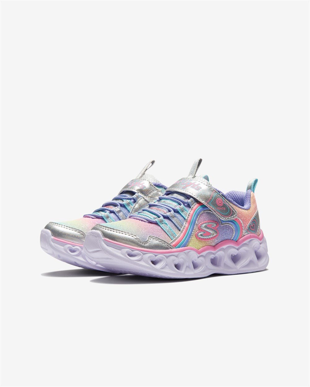 Skechers Heart Lights - Rainbow Lux Kız Çocuk Gümüş Günlük Ayakkabı - 302308L SMLT
