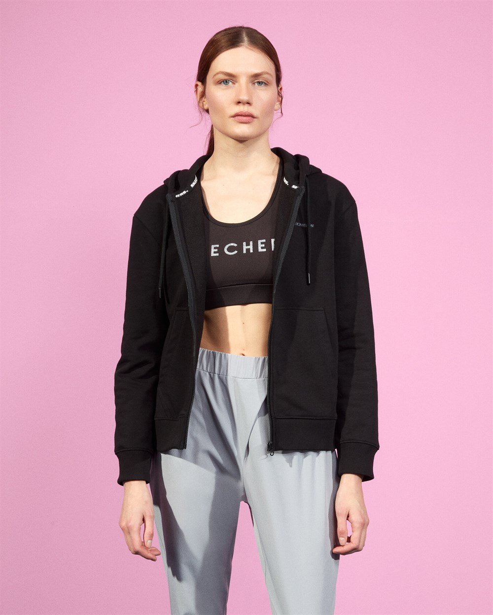 Skechers Lw Fleece W Full Zip  Kadın Siyah Ceket - S202035-001