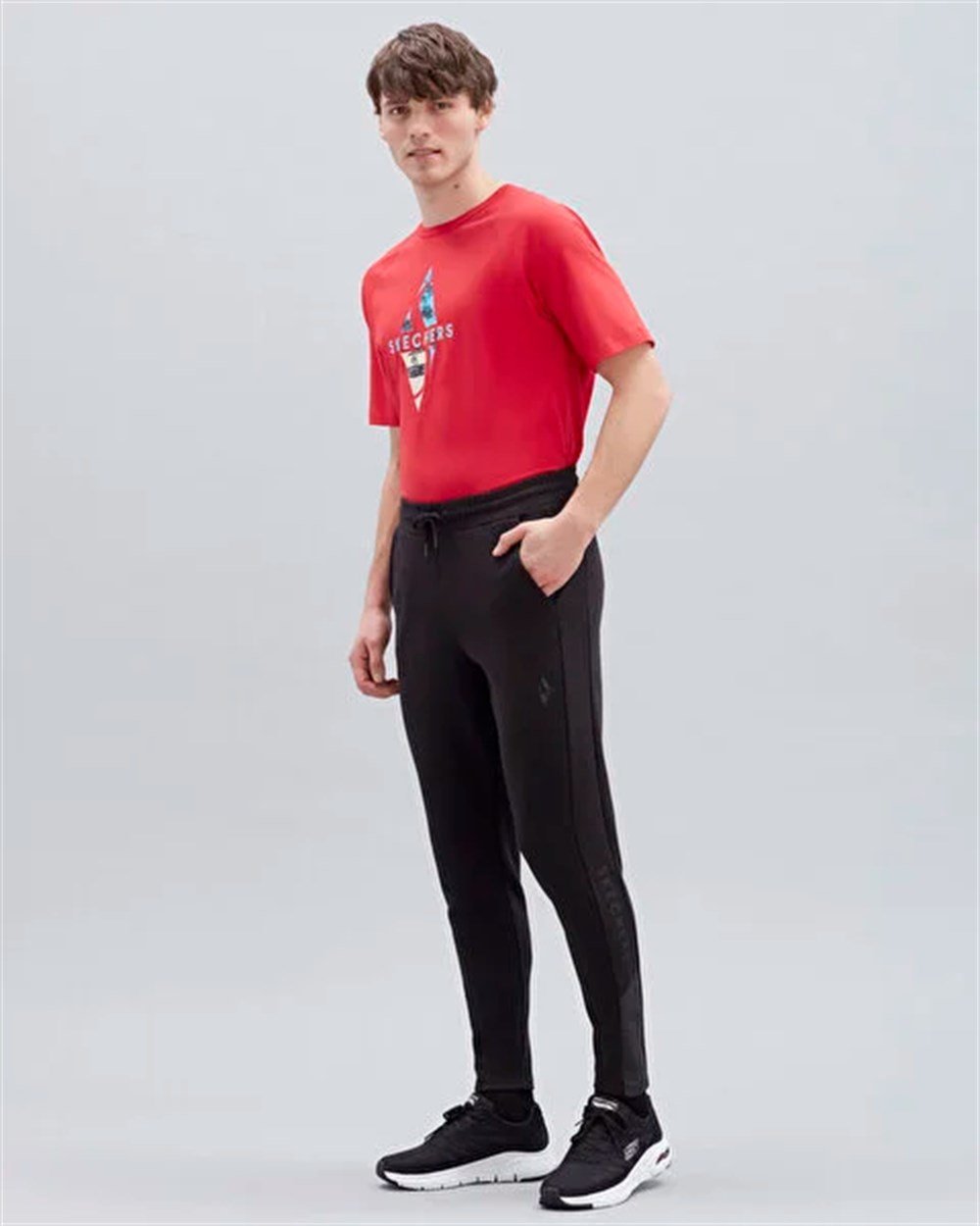 Skechers M 2XI-Lock Woven Detailed Slim Pant Erkek Siyah Günlük Eşofman Altı - S221076-001