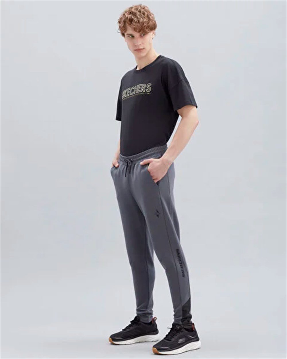 Skechers M 2XI-Lock Woven Detailed Slim Pant Erkek Gri Günlük Eşofman Altı - S221076-003