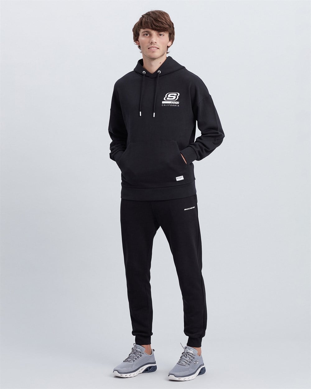 Skechers M Chest Logo Hoodie Erkek Siyah Sweatshirt - S212937-001