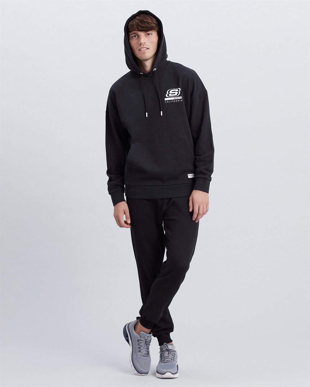 Skechers M Chest Logo Hoodie Erkek Siyah Sweatshirt - S212937-001