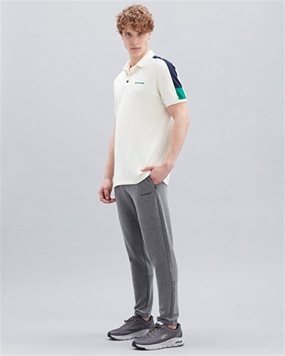 Skechers M Colorblock Polo T-Shirt Erkek Beyaz Günlük T-shirt - S221047-102