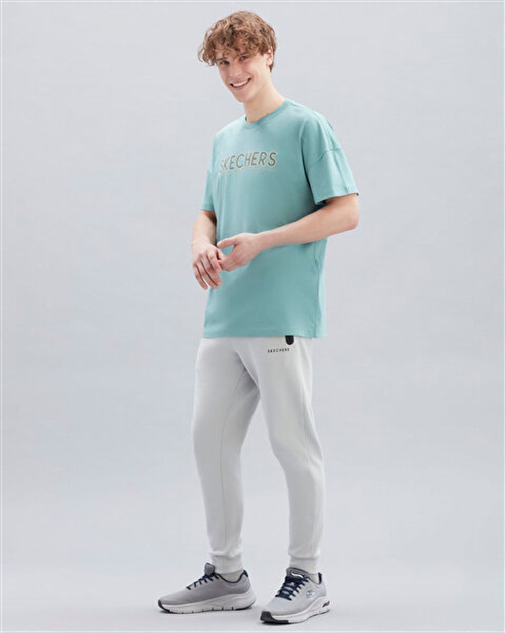 Skechers M Graphic Tee Big Logo T-Shirt Erkek Mavi Günlük T-shirt - S221135-400