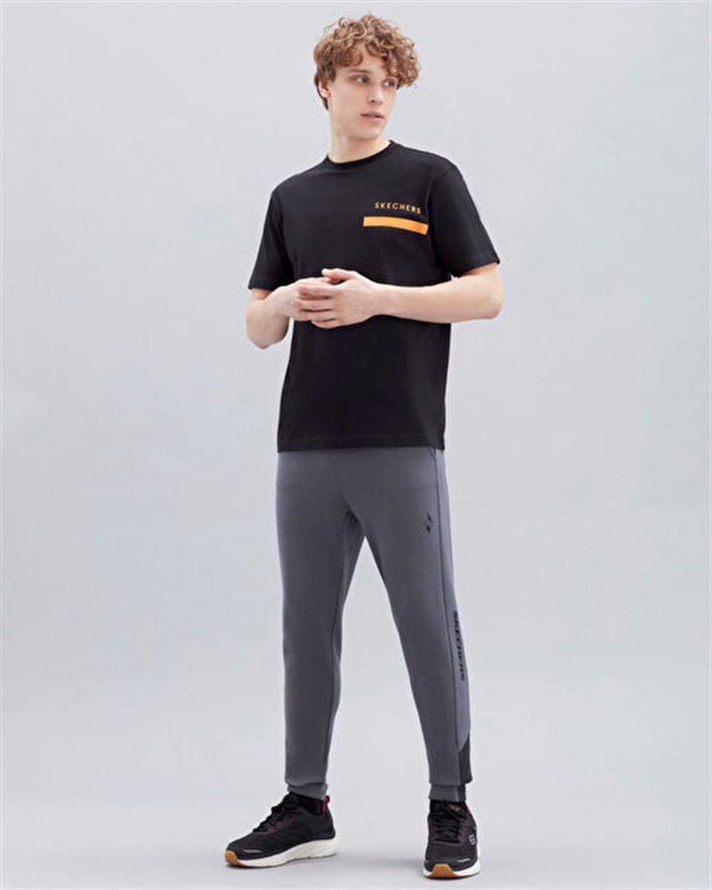 Skechers M Graphic Tee Chest Printed Pique T-Shirt Erkek Siyah Günlük T-shirt - S221052-001