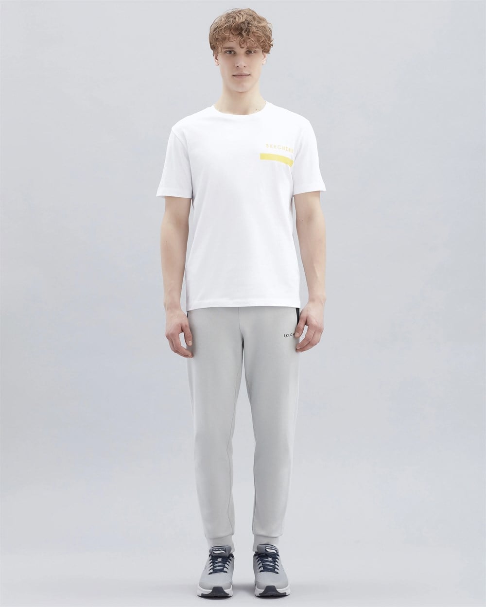 Skechers M Graphic Tee Chest Printed Pique T-Shirt Erkek Beyaz Günlük T-shirt - S221052-102