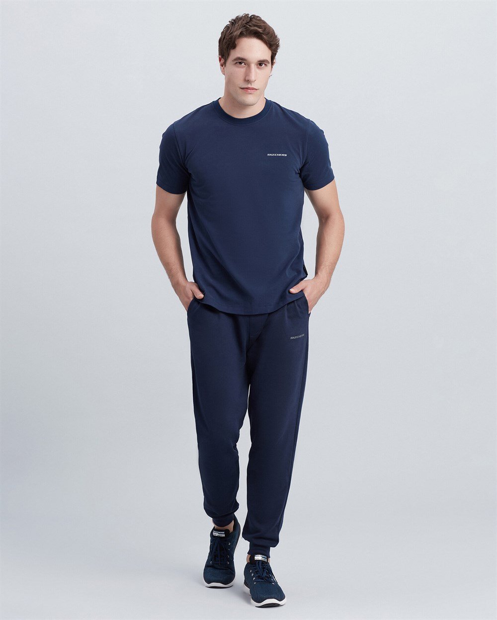 Skechers M New Basics Crew Neck T-Shirt Erkek Lacivert Günlük T-shirt - S212910-410
