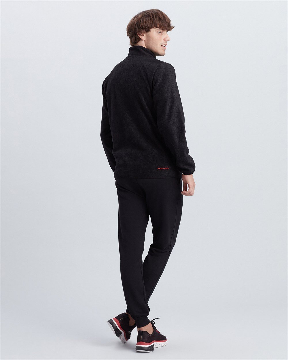 Skechers M Woven Panel  Full Zip Polar Erkek Siyah Sweatshirt - S212174-001