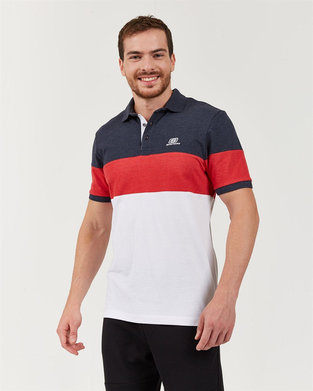 Skechers Polo S M Colorblock Sport Pique Polo T-Shirt Erkek Üst & T-shirt - S201047-410