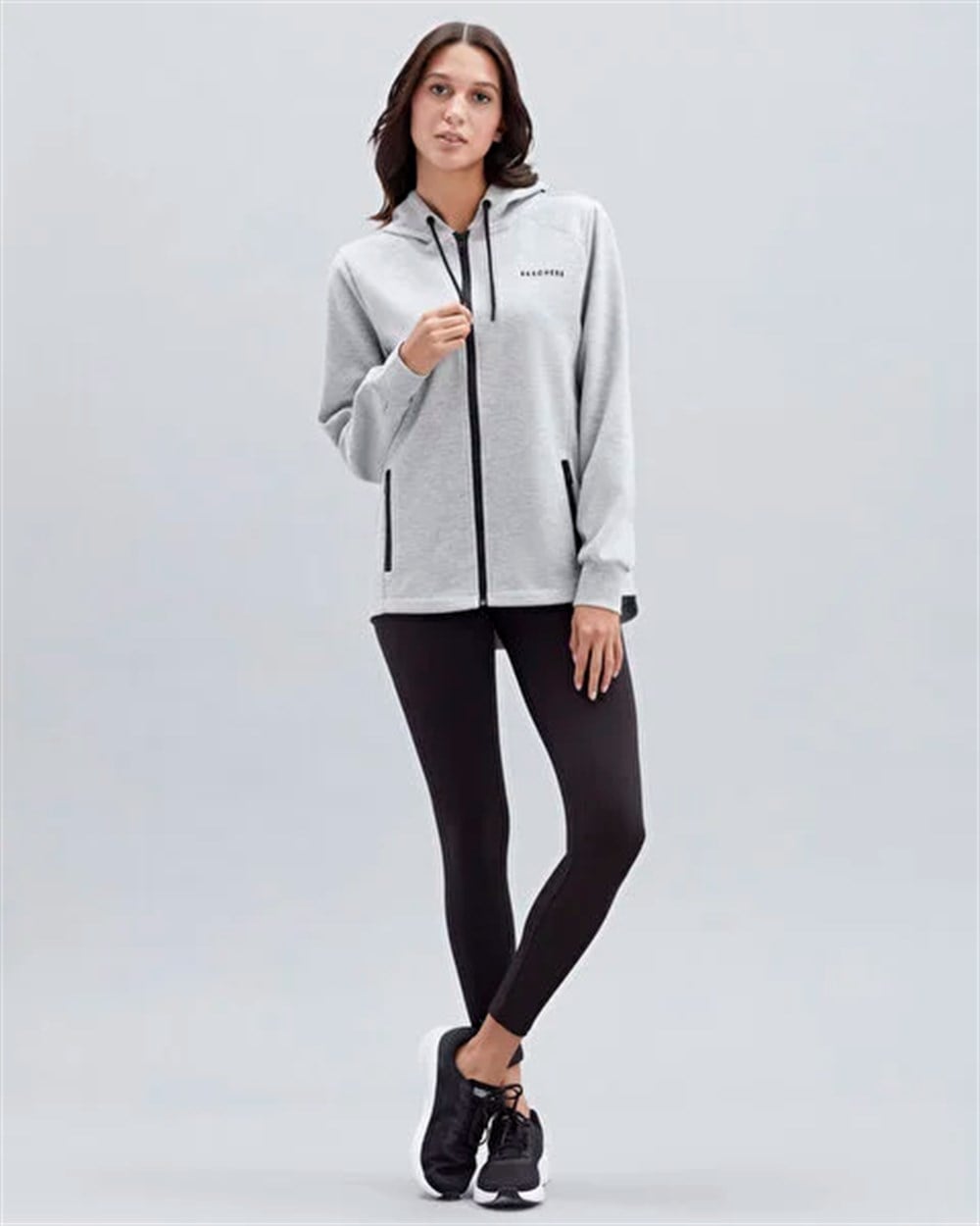 Skechers W 2XI-Lock Full Zip Long Jacket Kadın Gri Günlük Ceket - S212067-036