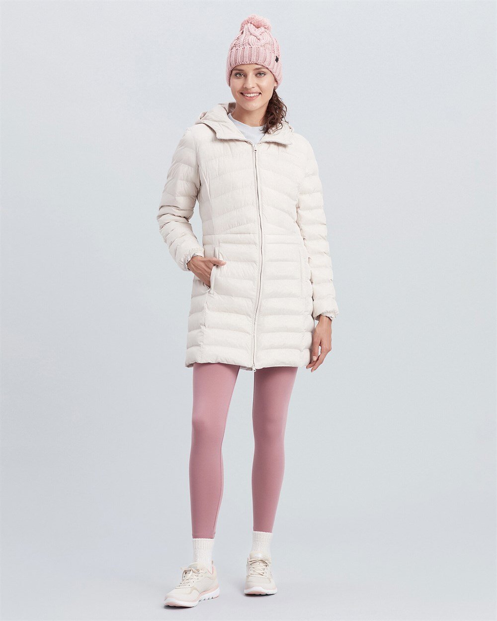 Skechers W Essentil Maxi Lenght Hooded Jacket Kadın Krem Ceket - S212005-614