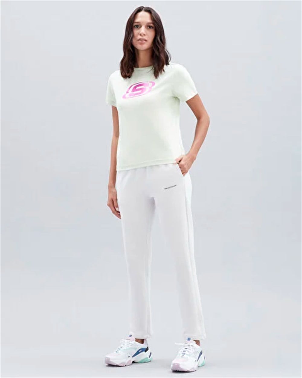 Skechers W Graphic Tee Big Logo T-Shirt Kadın Yeşil Günlük T-shirt - S221508-300