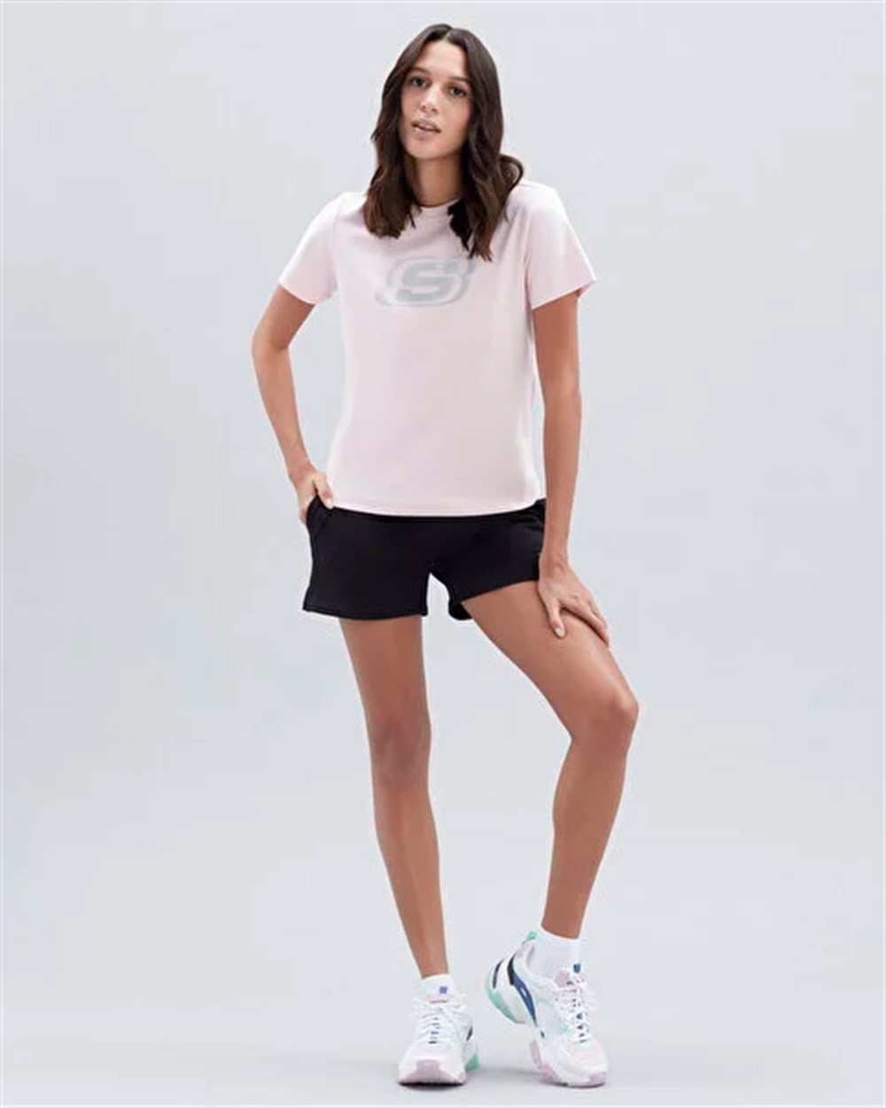 Skechers W Graphic Tee Big Logo T-Shirt Kadın Pembe Günlük T-shirt - S221508-611