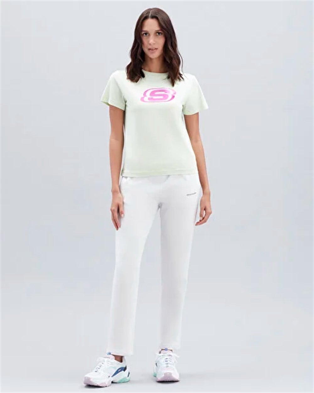 Skechers W Graphic Tee Big Logo T-Shirt Kadın Yeşil Günlük T-shirt - S221508-300