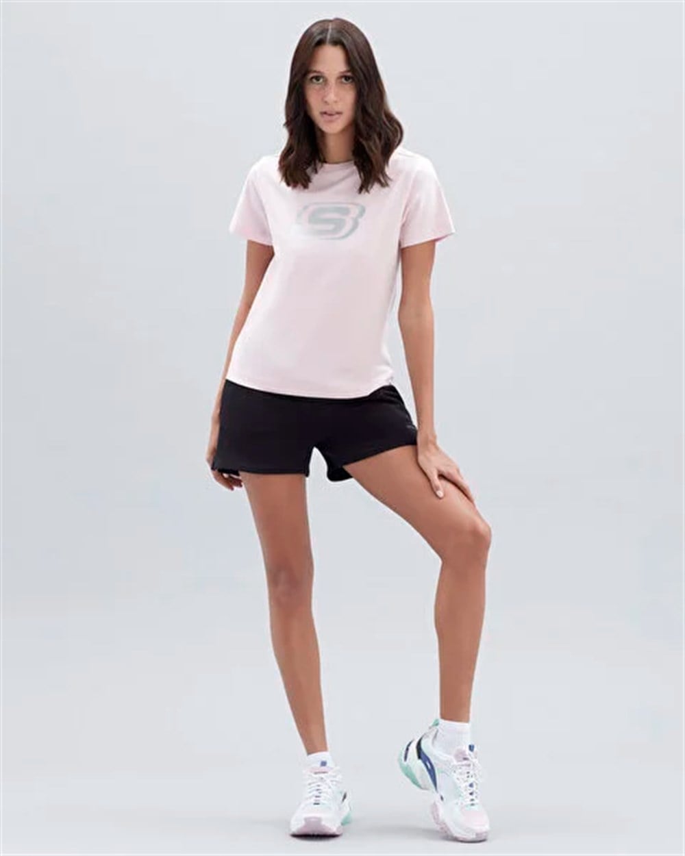 Skechers W Graphic Tee Big Logo T-Shirt Kadın Pembe Günlük T-shirt - S221508-611