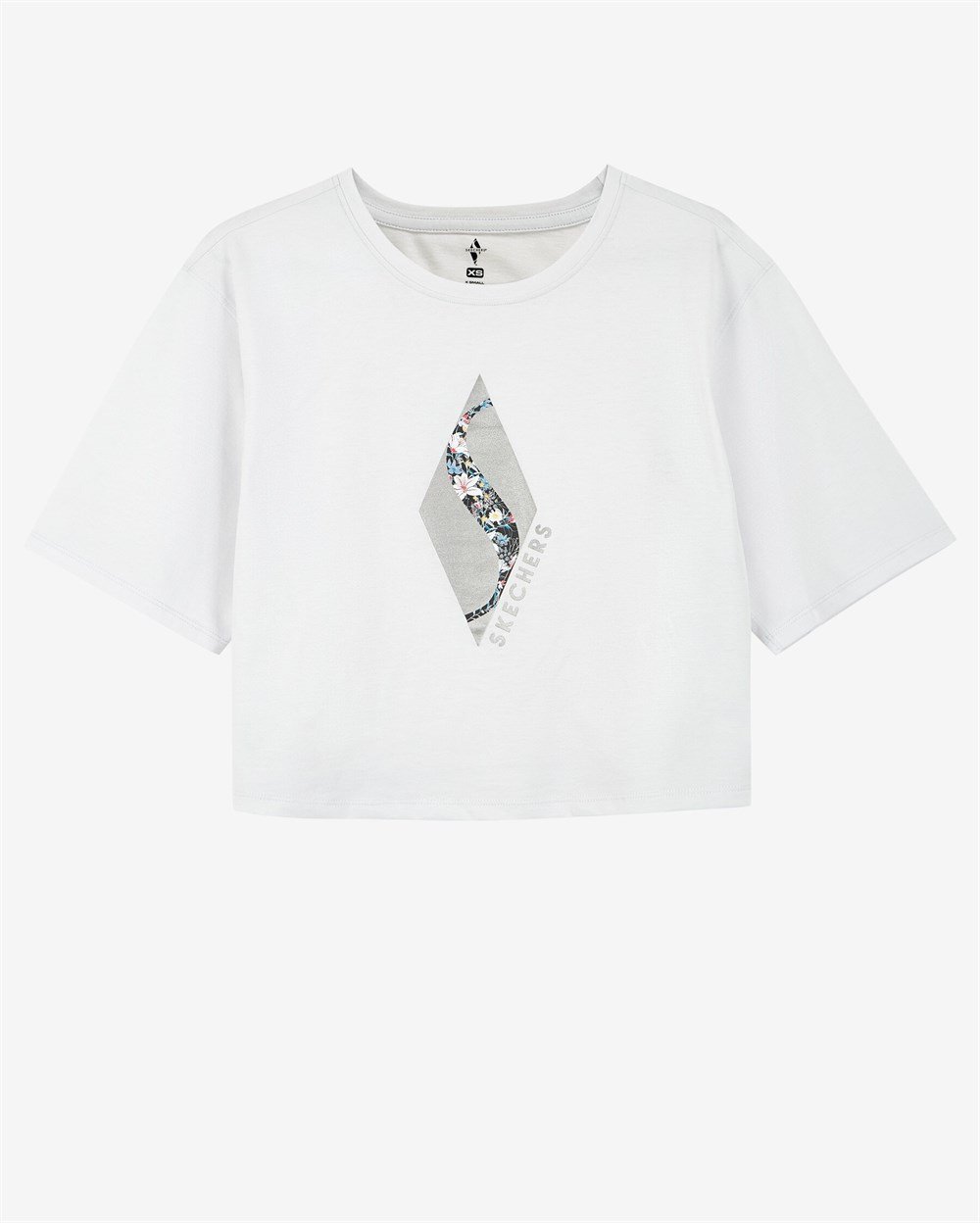 Skechers W Graphic Tee Diamond Crop T-Shirt Kadın Gri Günlük T-shirt - S221178-013