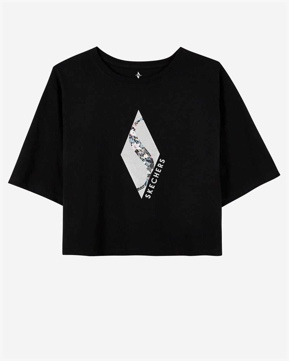 Skechers W Graphic Tee Diamond Crop T-Shirt Kadın Siyah Günlük T-shirt - S221178-001
