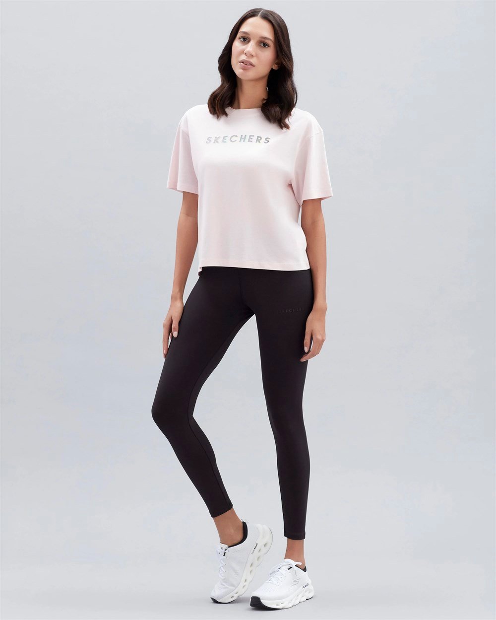Skechers W Graphic Tee Shiny Logo T-Shirt Kadın Pembe Günlük T-shirt - S221175-611