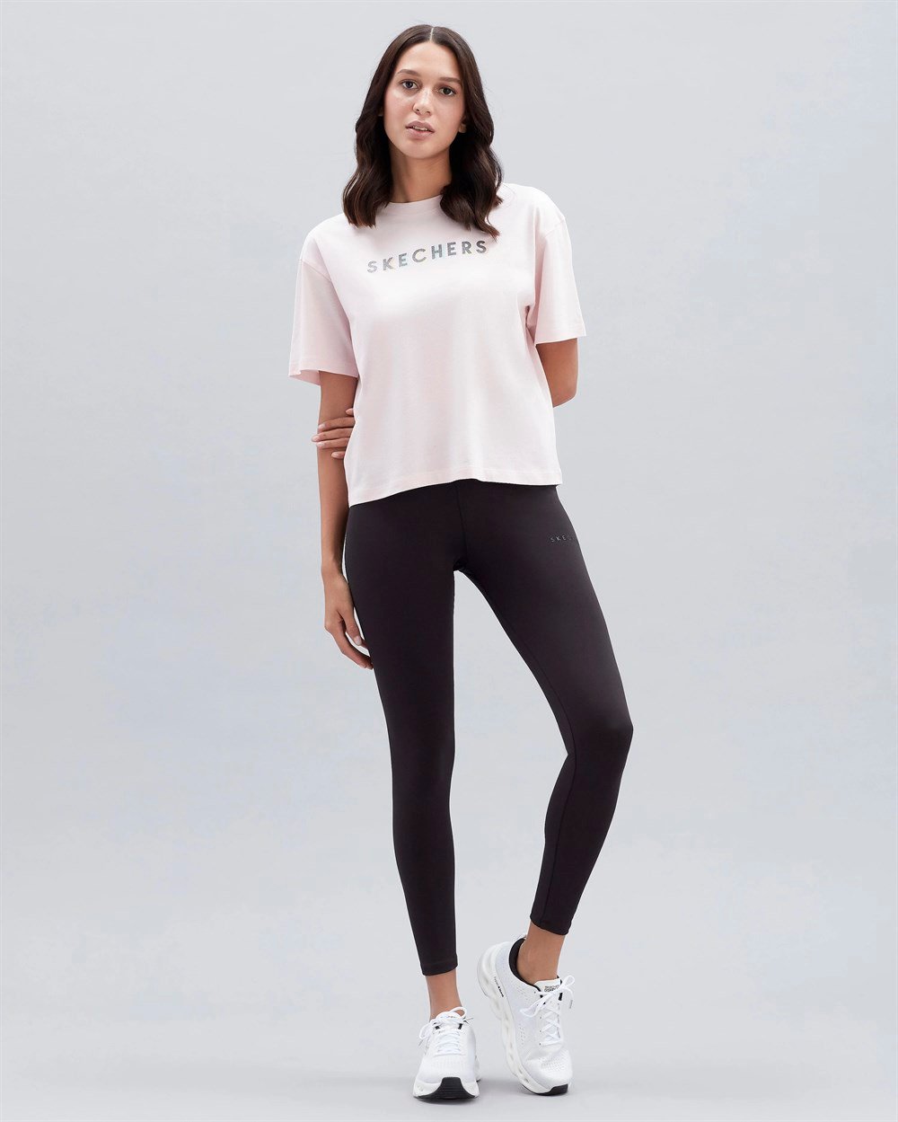 Skechers W Graphic Tee Shiny Logo T-Shirt Kadın Pembe Günlük T-shirt - S221175-611