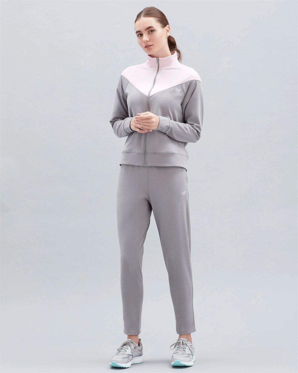 Skechers W Micro Color Block Suit Kadın Gri Eşofman Takımı - S212251-003